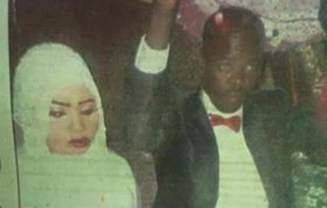 نورا إبراهيم وزوجها القتيل خلال حفل الزفاف